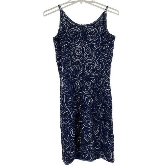 Escada Couture Navy Blue Sequin Beaded Cocktail Dress Bodycon Formal Size S - Picture 2 of 7